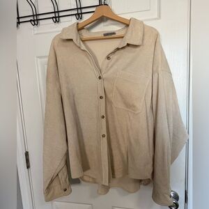 Women's Beige Button Down Shirt